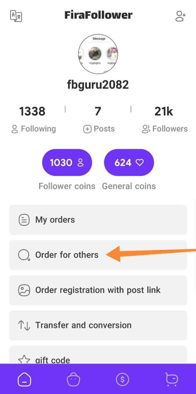 Order Followers For Other User